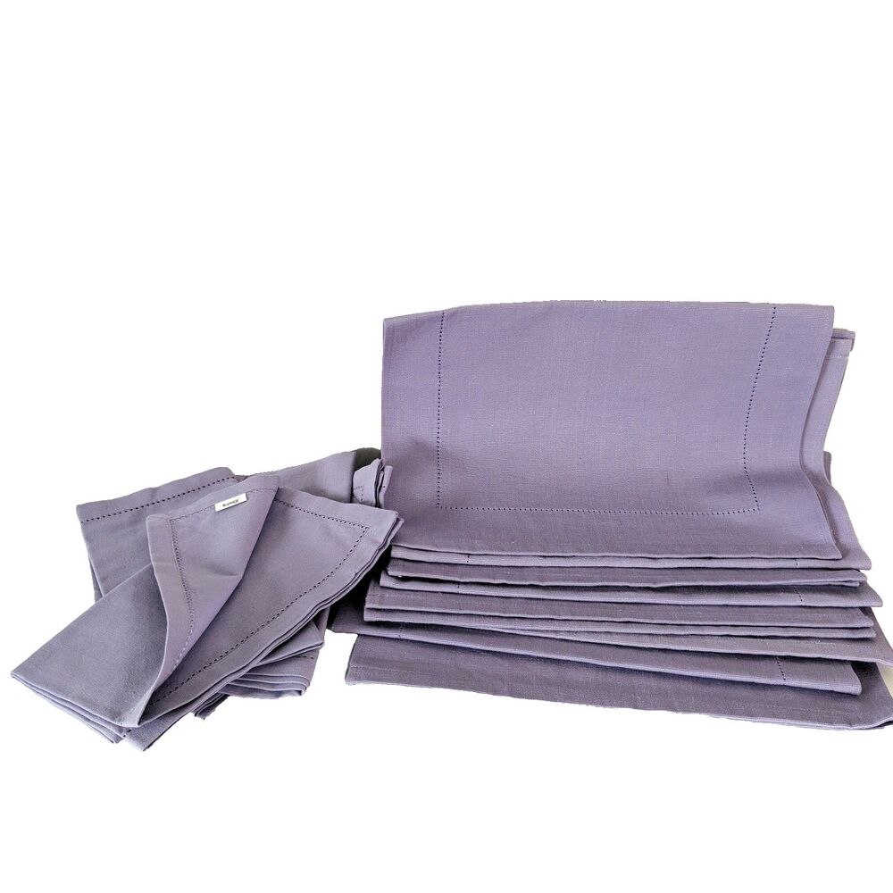 Tag Lilac Lavender 8 Placemats 4 Cloth Linen Napkins Cotton Vintage Reed & Cross